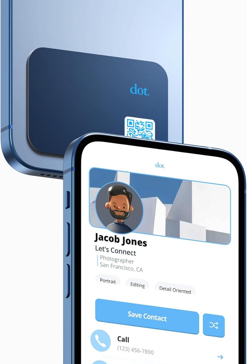 Dot . Thin - Digital Business Card - Tap Compatible with iPhone & Android (Blue) - Image 1